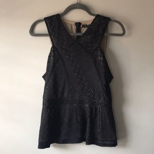 BCBGMAXAZRIA Hanne Lace Peplum Blouse